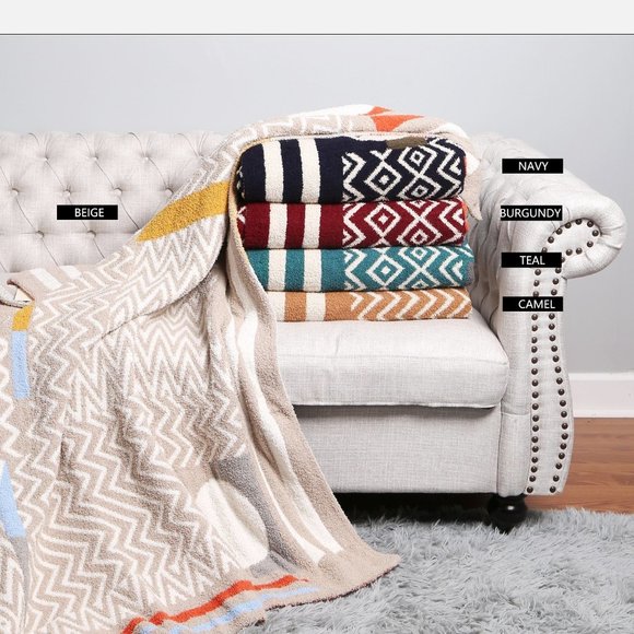 P/S New Geometric Pattern Luxury Soft Throw Blanket·50x 60·Super Soft·ComfyLuxe - Picture 1 of 6